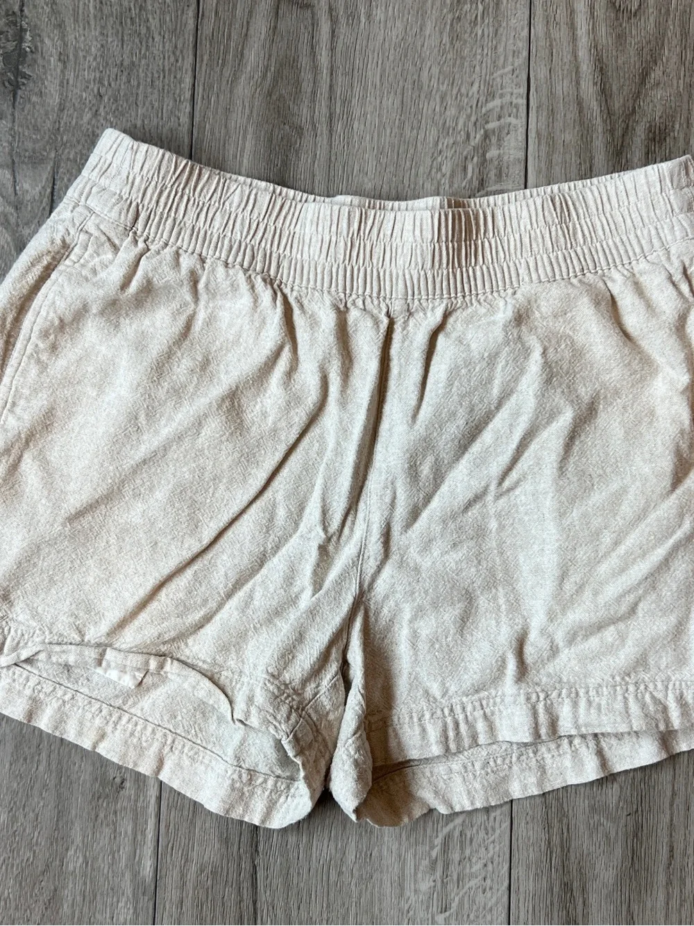 Old Navy 100% Linen Pull On Shorts Medium Beige Natural Elastic Waist